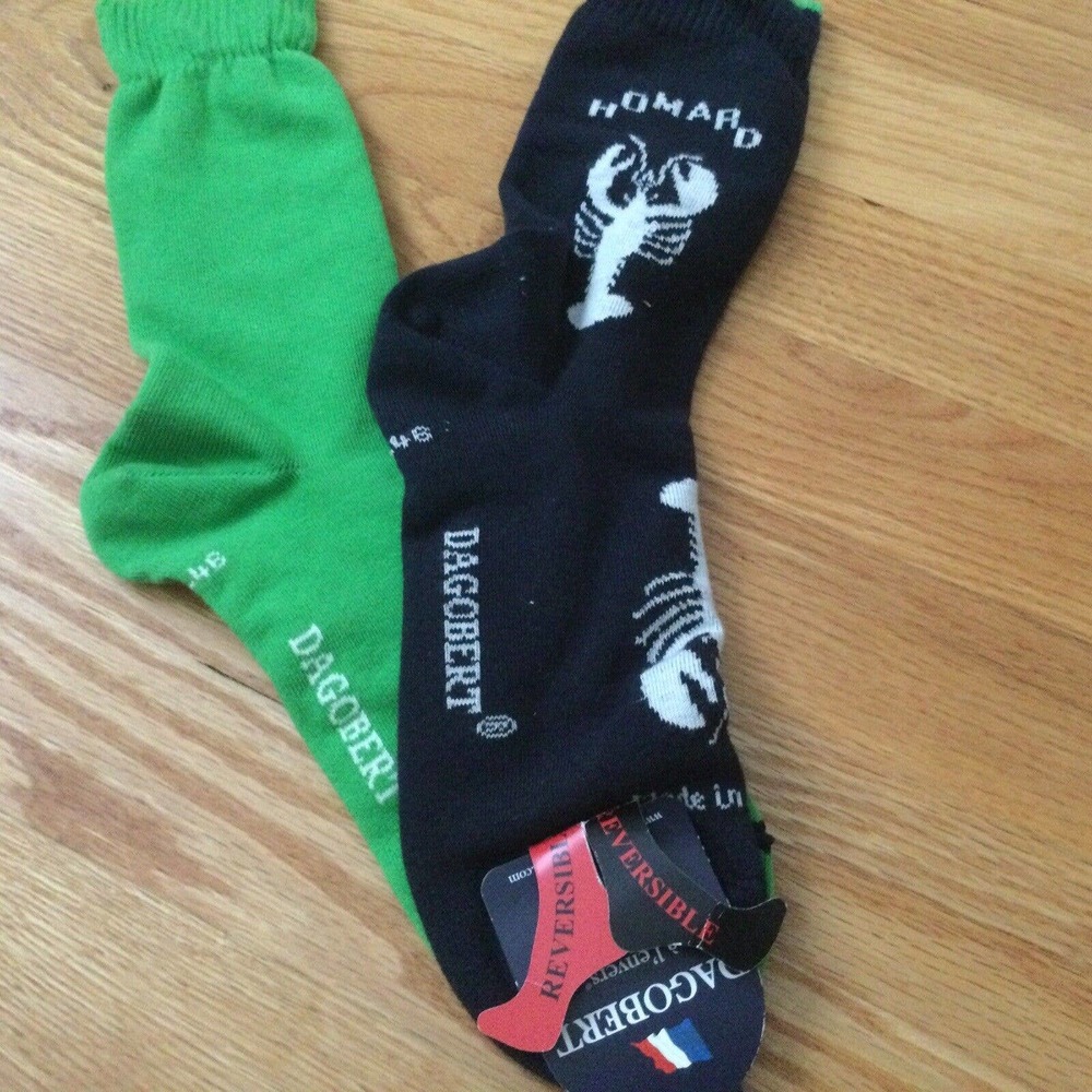 dagobert mens socks Blue Green Lobster Reversible Reinforce France New 43/46 L